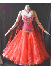 KAKA DANCE B146,Red color Ballroom Standard Dance Dress,Waltz Dance Competition Dress,Ballroom Dance Dress