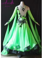 KAKA DANCE B147,Green color Ballroom Standard Dance Dress,Waltz Dance Competition Dress,Ballroom Dance Dress